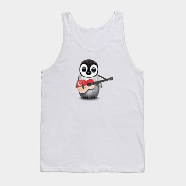 Baby Penguin Playing Singapore Flag Guitar Tank Top by jeffbartels